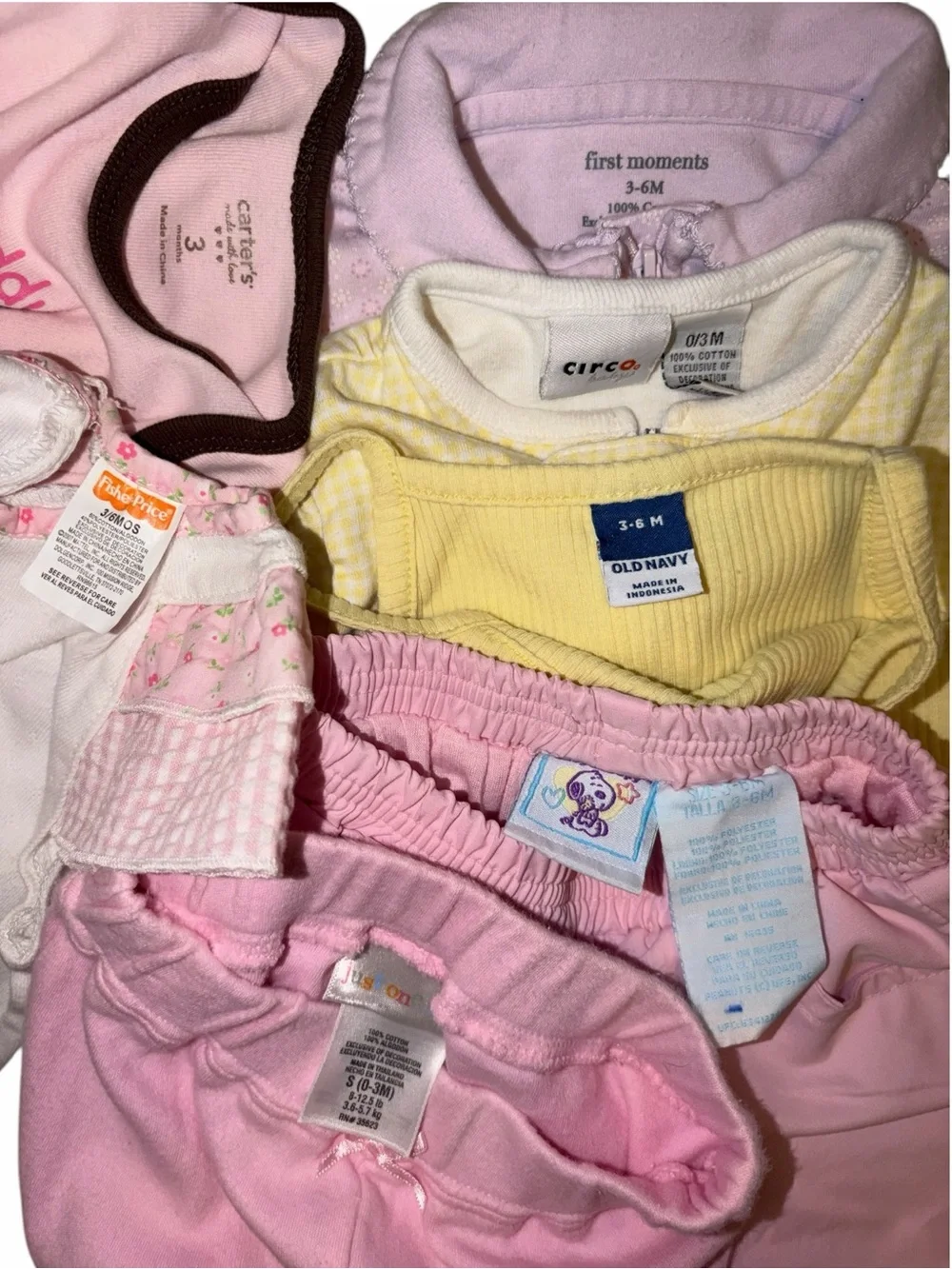 Vintage Y2K Baby Girl 0-6M 7pc Pink Yellow Purple Outfit Bundle Embroidered